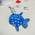 Cartoon Style Handmade Ocean-Themed Whale Shark Coin Purse with Beaded Keychain, Zip Closure, Polyurethane Lining, and Zip Pocket - Perfect Valentine'S Day Gift for Girls