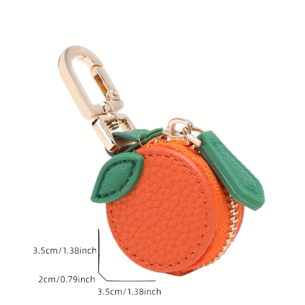 Minimalist Fresh Fruit Keychain, Mini Coin Purse with Keyring, Ultra-Fine Fiber Blueberry & Orange Charm, High Quality Zipper Closure Golden Ring, Cute Fruit Design, Bluetooth Headphone Multi-Function Pouch, Women's Holiday Gift, Delicate Accessory