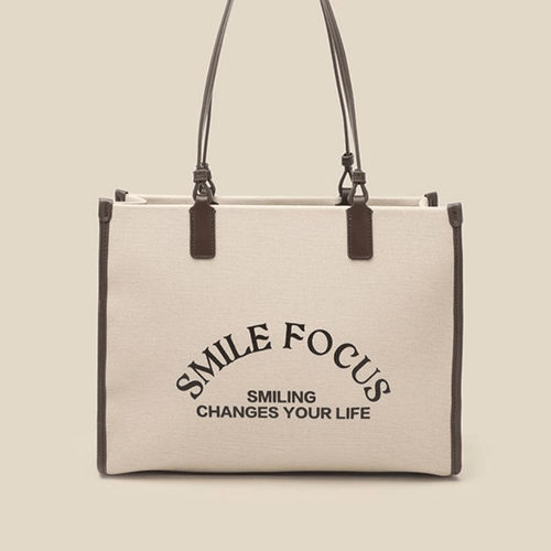 1 Apricot Handbag, Sweet Lady Style, Real Material, Hot Selling Item! Textured tote bag with eye-catching text elements