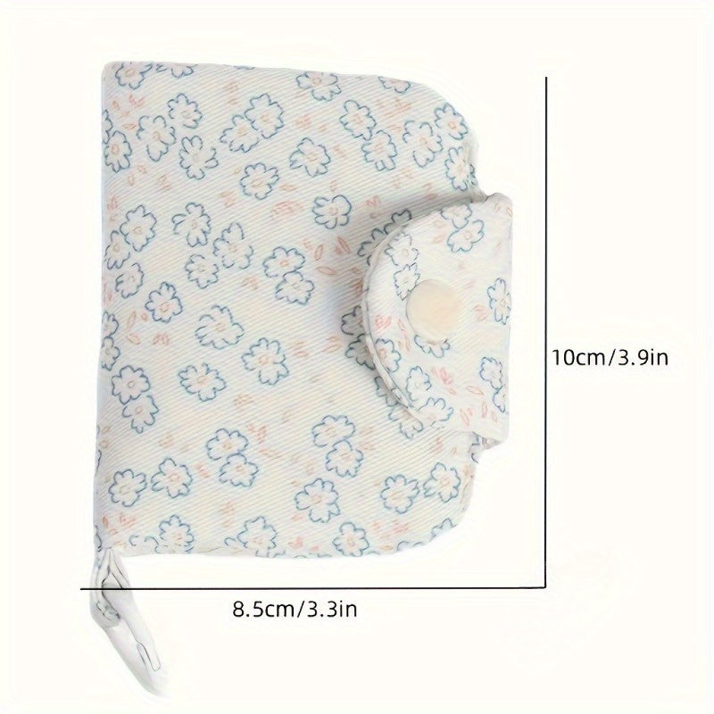 2 mini flower card holders&coin purse - pink, blue-green, small flower white background design, secure zipper closure, portable keychain style Women's small wallet, compact and durable card coin storage bag