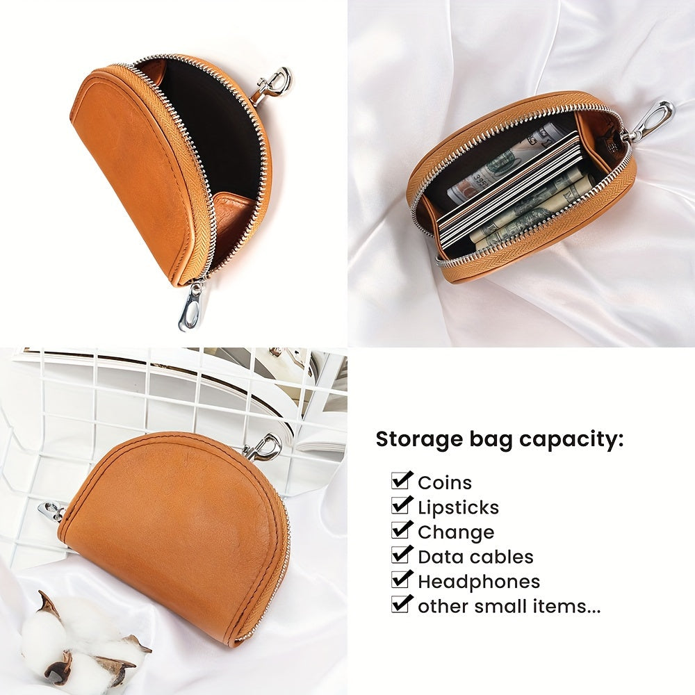 Luxury Leather Coin Purse 1pc Luxury Leather Coin Purse Bag - Sense of Luxury Niche Women's Mini Wallet - First Layer Cowhide Small Bag