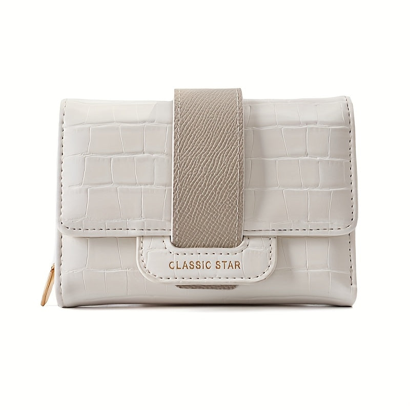 Chic Wallet Vintage Style Brown Crocodile Pattern Wallet for Women | Large Capacity, Multifunctional with Card Slots, Snap Closure, and Coin Purse