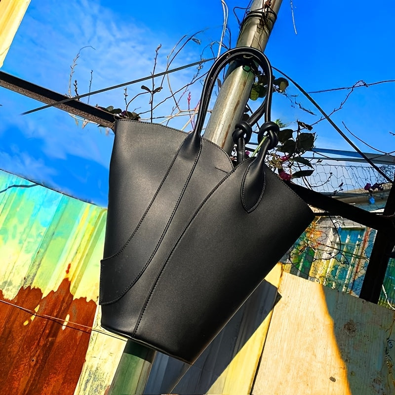 Elegant Green Synthetic Tote Bag for Women - Chic Shoulder & Handbag with Golden-Tone Hardware