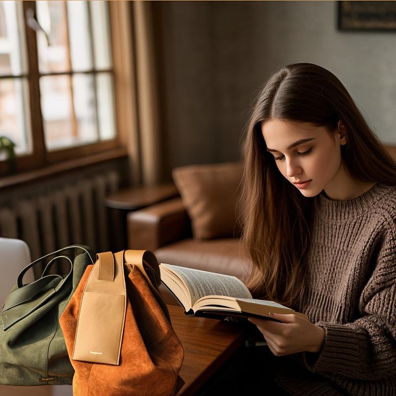 Large Suede Tote Bag with Magnetic Closure – Stylish Shoulder & Crossbody Bag in Mixed Colors
