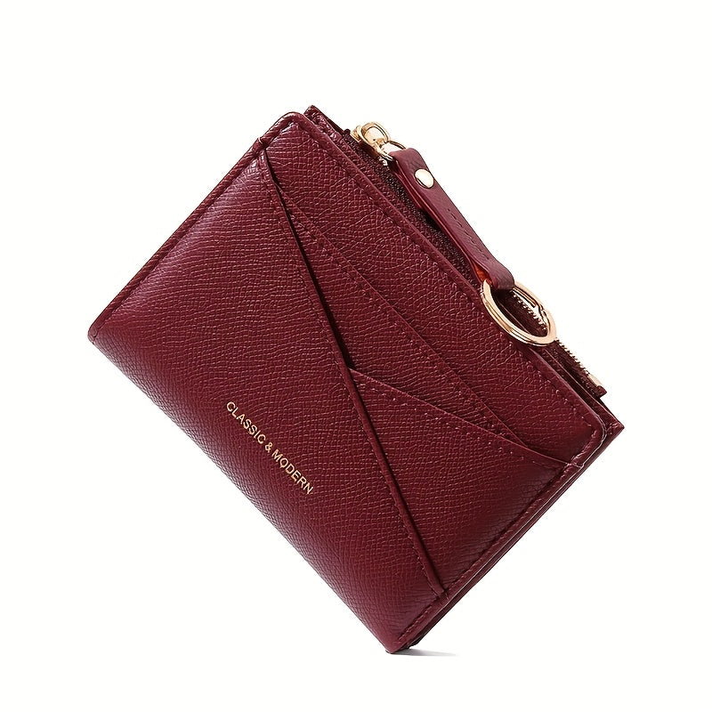 New style Women's simple and fashionable wallet short irregular design ultra-thin portable two-fold zipper coin purse