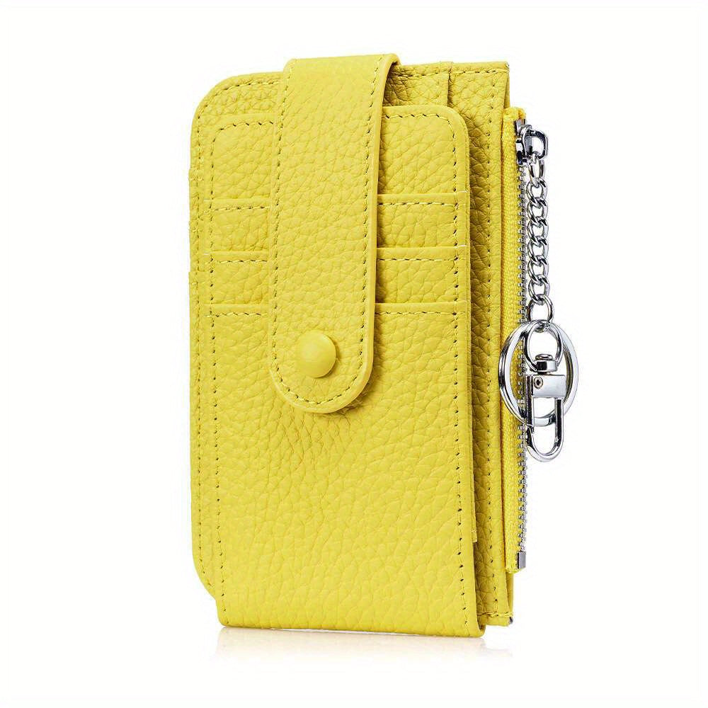 Women'S Genuine Leather Coin Purse with Multiple Card Slots - Slim Mint Green Mini Wallet, Snap Closure & Keychain, Compact Portable Design for Everyday Use, Coin Purse Storage, Stylish Accessory, Textured Finish