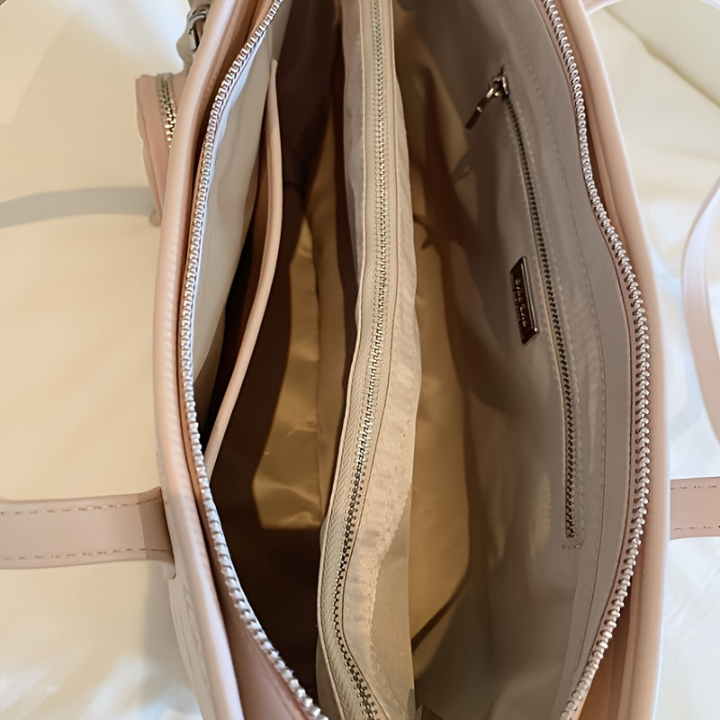 Women's Large Capacity Casual Tote Bag - Durable with Secure Zipper Closure