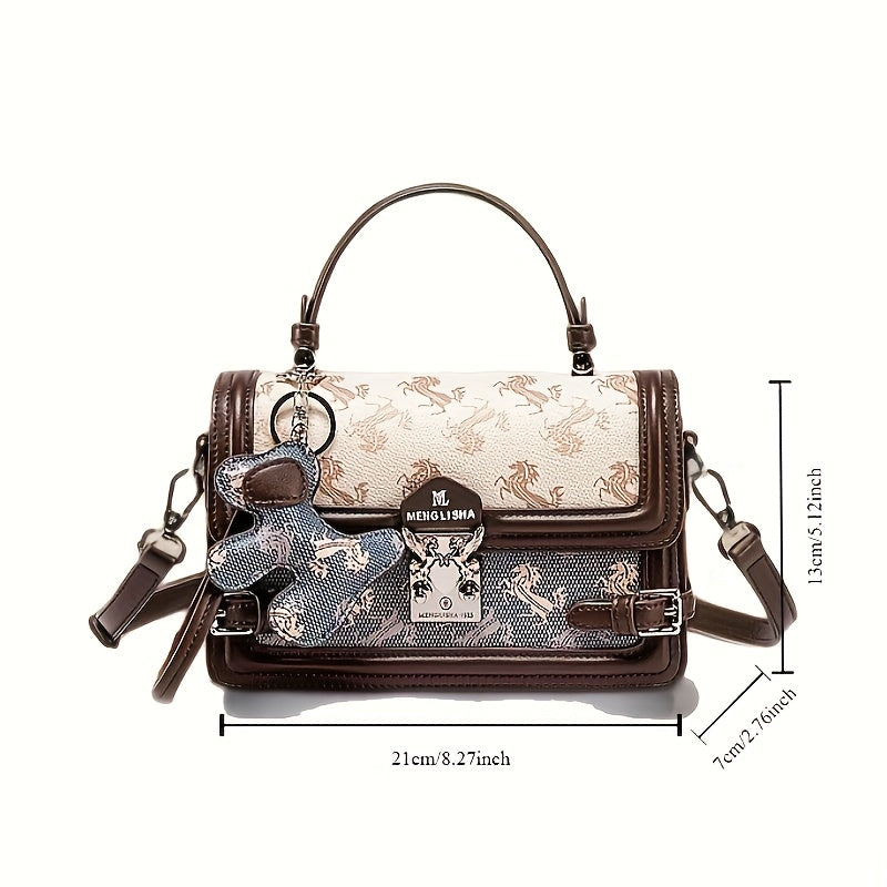 2025 New Women'S Vintage Floral Crossbody Bag - Adjustable Strap, Blue Floral Embroidery, Synthetic with Polyester Lining, Elegant Everyday Commute & Casual Shoulder Bag, Crossbody Purse, Everyday Accessory, Classic Style, Textured Finish