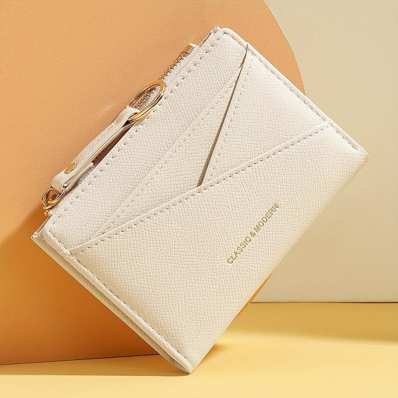 New style Women's simple and fashionable wallet short irregular design ultra-thin portable two-fold zipper coin purse
