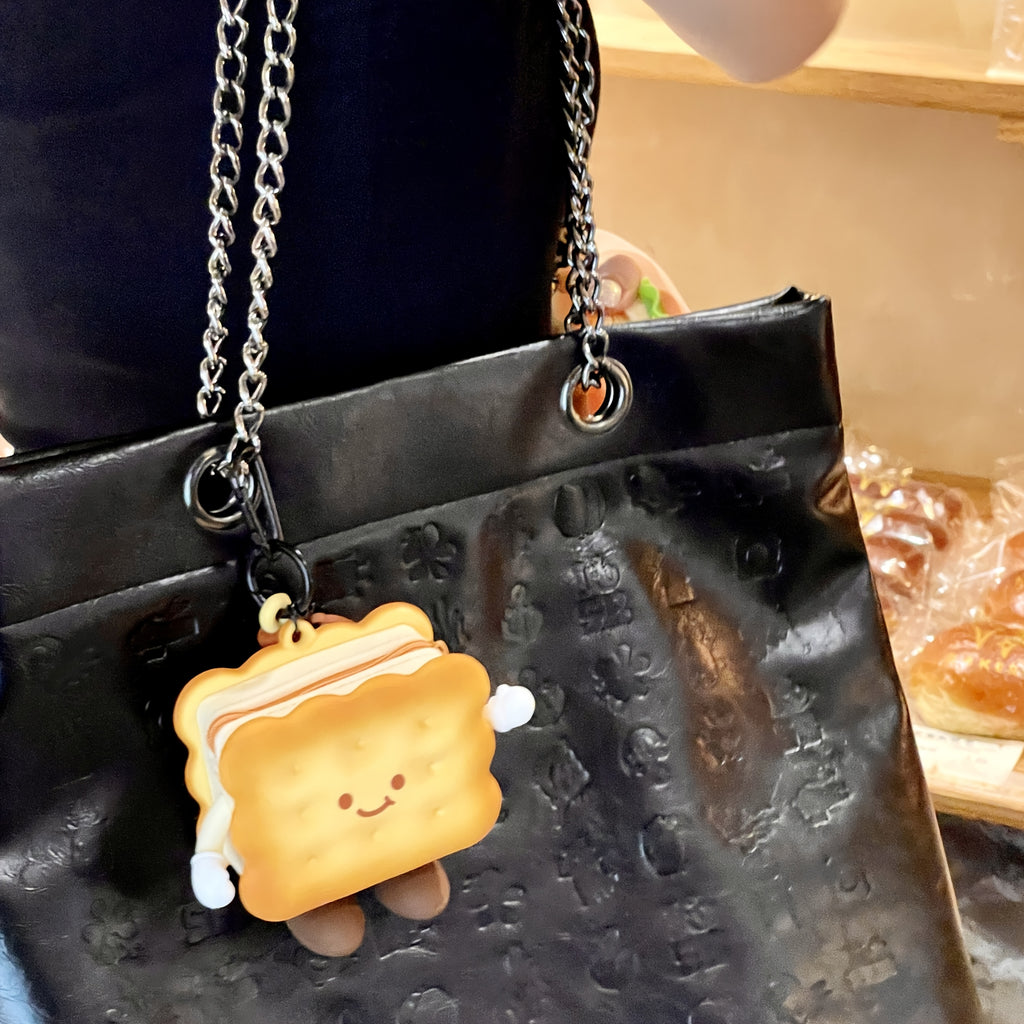 Cute 3D Cartoon Sandwich Hot Dog Silicone Purse Charm - Soft Lightweight Built-In Storage Bag Accessory for Bags & Pouches, Zipper Closure, Valentine'S Day Christmas Thanksgiving Gift, Cute Pouch