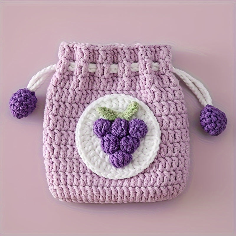 Handmade Crochet Pouch Handmade Crochet Flower Mini Drawstring Pouch | Charming Fleece Coin Purse for Lipstick, Earbuds & Accessories | Ideal Women's Gift
