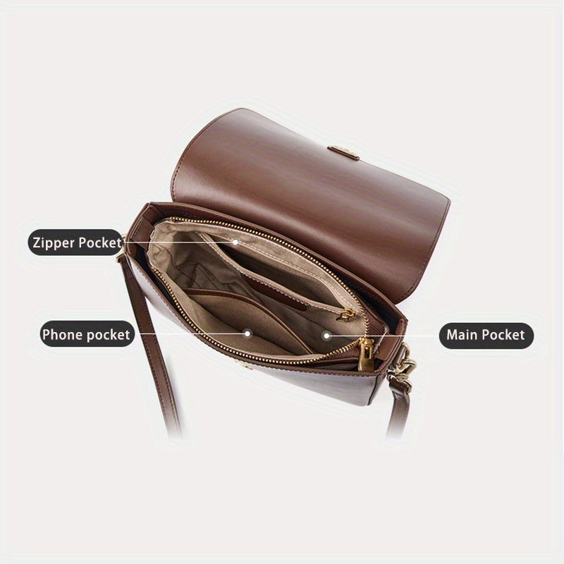 Chic Black Crossbody Bag with Golden-Tone Hardware - Versatile Shoulder Purse for Women, Minimalist Design, Zip Closure, Available in Sizes S to XXL