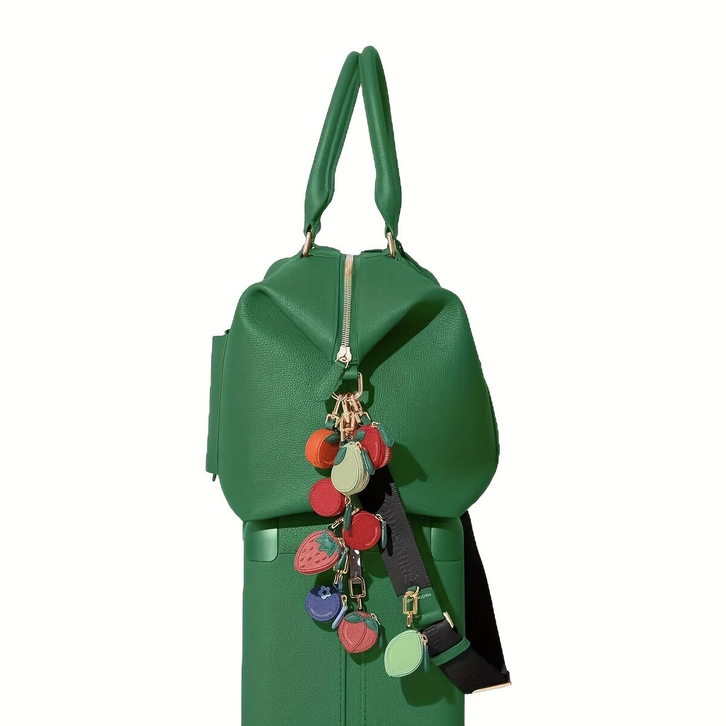 Minimalist Fresh Fruit Keychain, Mini Coin Purse with Keyring, Ultra-Fine Fiber Blueberry & Orange Charm, High Quality Zipper Closure Golden Ring, Cute Fruit Design, Bluetooth Headphone Multi-Function Pouch, Women's Holiday Gift, Delicate Accessory