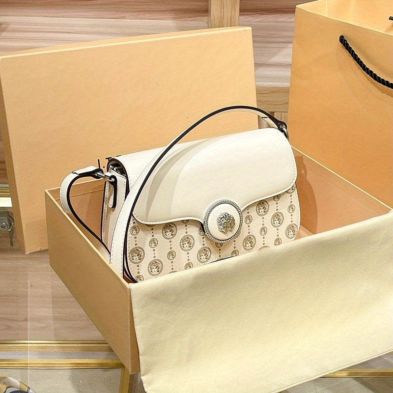 Elegant Women'S Shoulder Bag - Light Brown with Floral Embossed Design, Magnetic Closure & Detachable Strap, Versatile Crossbody or Handbag for Casual & Formal Occasions, Cute Purse