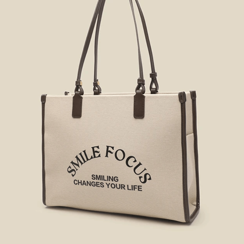 1 Apricot Handbag, Sweet Lady Style, Real Material, Hot Selling Item! Textured tote bag with eye-catching text elements