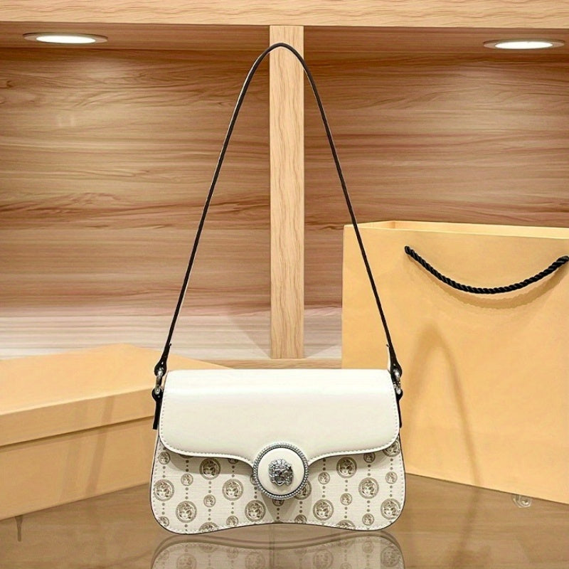 Elegant Women'S Shoulder Bag - Light Brown with Floral Embossed Design, Magnetic Closure & Detachable Strap, Versatile Crossbody or Handbag for Casual & Formal Occasions, Cute Purse