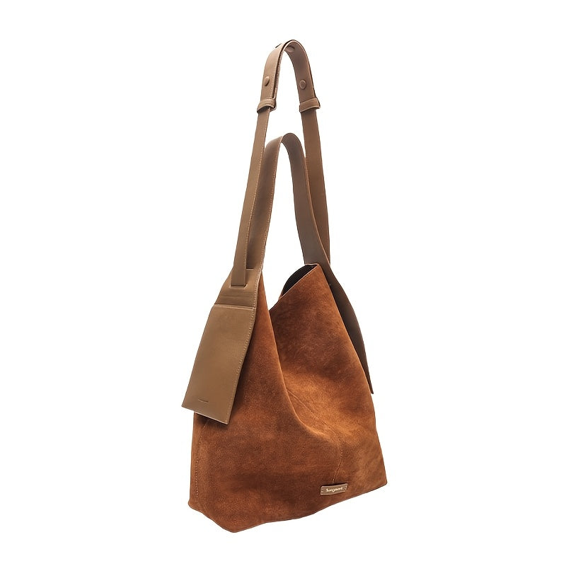 Large Suede Tote Bag with Magnetic Closure – Stylish Shoulder & Crossbody Bag in Mixed Colors