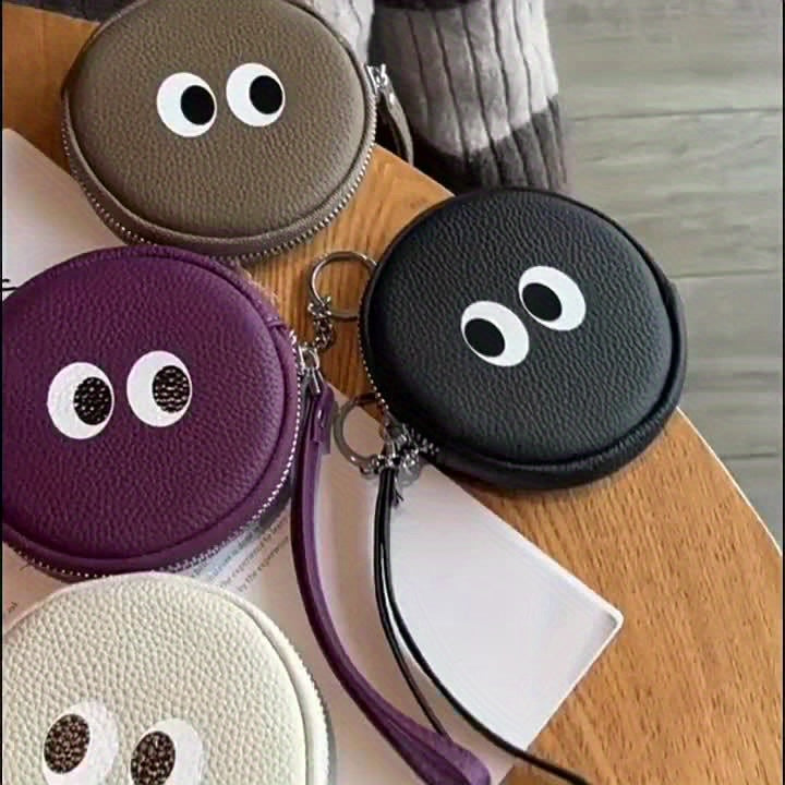 Mini Genuine Leather Coin Wallet, Cartoon Design Coin Key Bag, Bank Card Wallet Zipper Bag, Suitable for Valentine'S Day, Birthday Gift