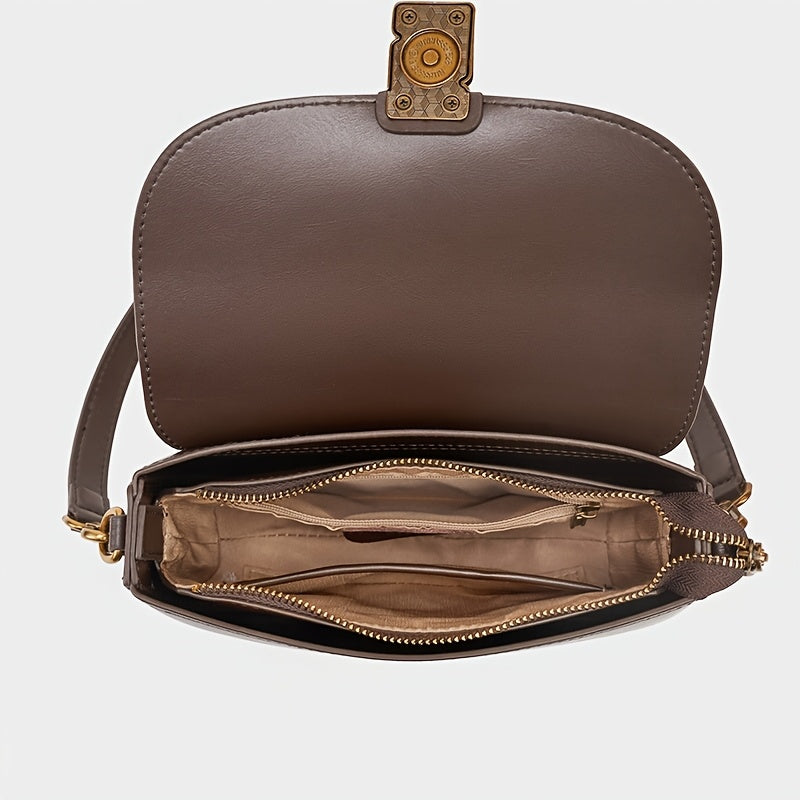 Vintage Style Crossbody Bag with Detachable Strap, Magnetic Closure, Fabric Lined, Edge Painted - Ideal for Shopping and Everyday Use, Small Handbag