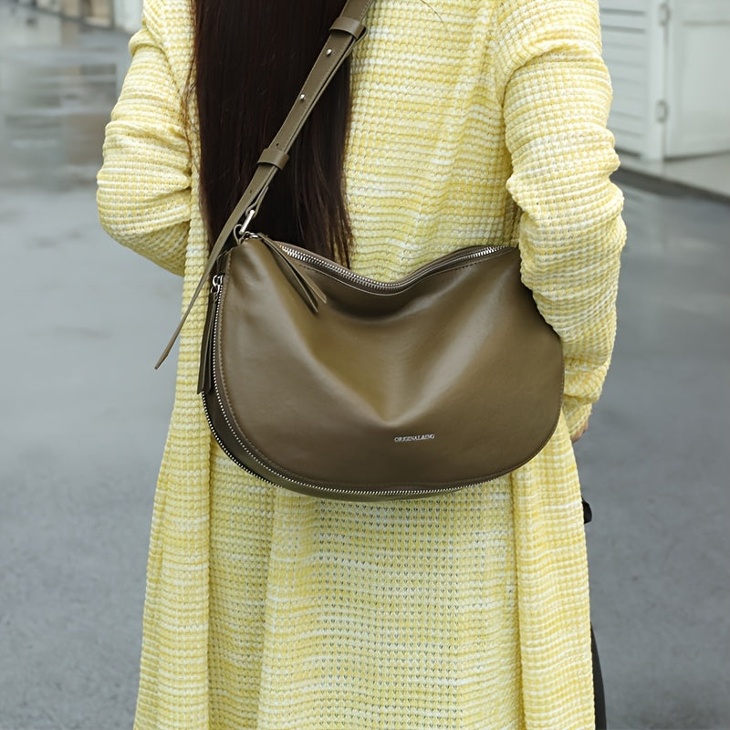 Vintage Genuine Crossbody Bag for Women - Adjustable Detachable Strap, Zipper Closure, Multi-Way Carry (Crossbody\u002FShoulder\u002FHandbag) - Coffee Brown, Chocolate, Beige, Light Brown, Milk White, Green, Black - Casual & Formal Use