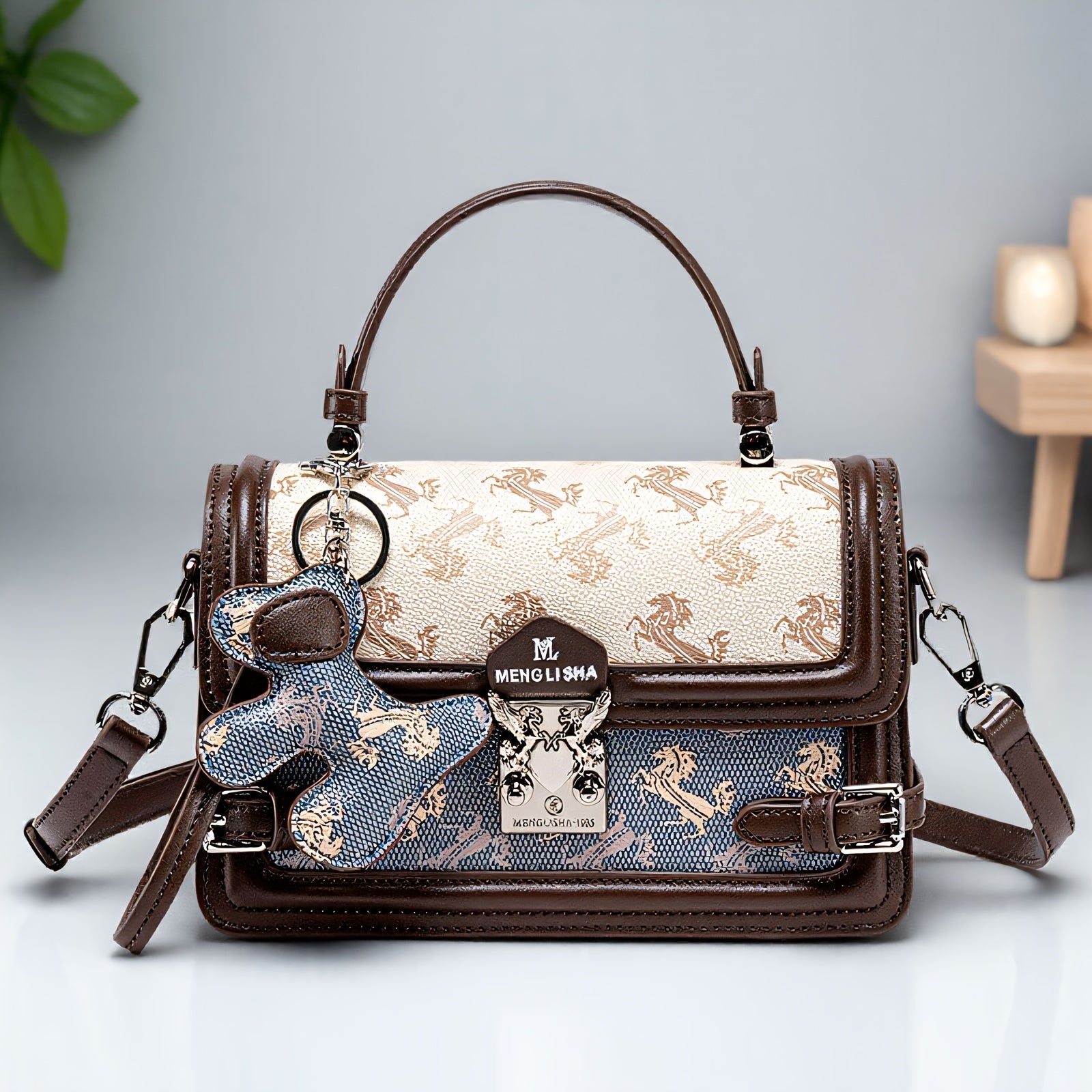 2025 New Women'S Vintage Floral Crossbody Bag - Adjustable Strap, Blue Floral Embroidery, Synthetic with Polyester Lining, Elegant Everyday Commute & Casual Shoulder Bag, Crossbody Purse, Everyday Accessory, Classic Style, Textured Finish