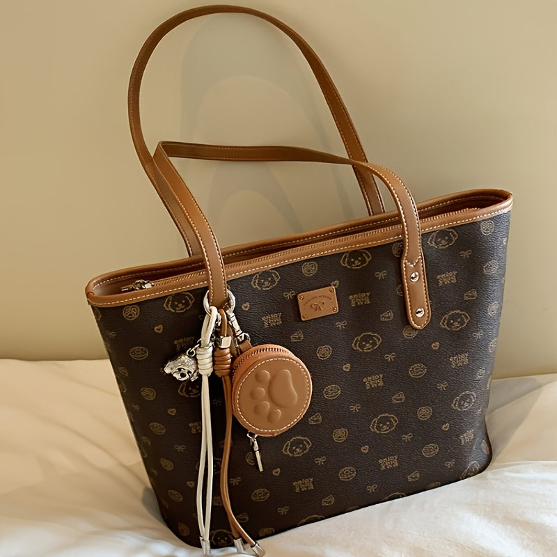 Women's Large Capacity Casual Tote Bag - Durable with Secure Zipper Closure