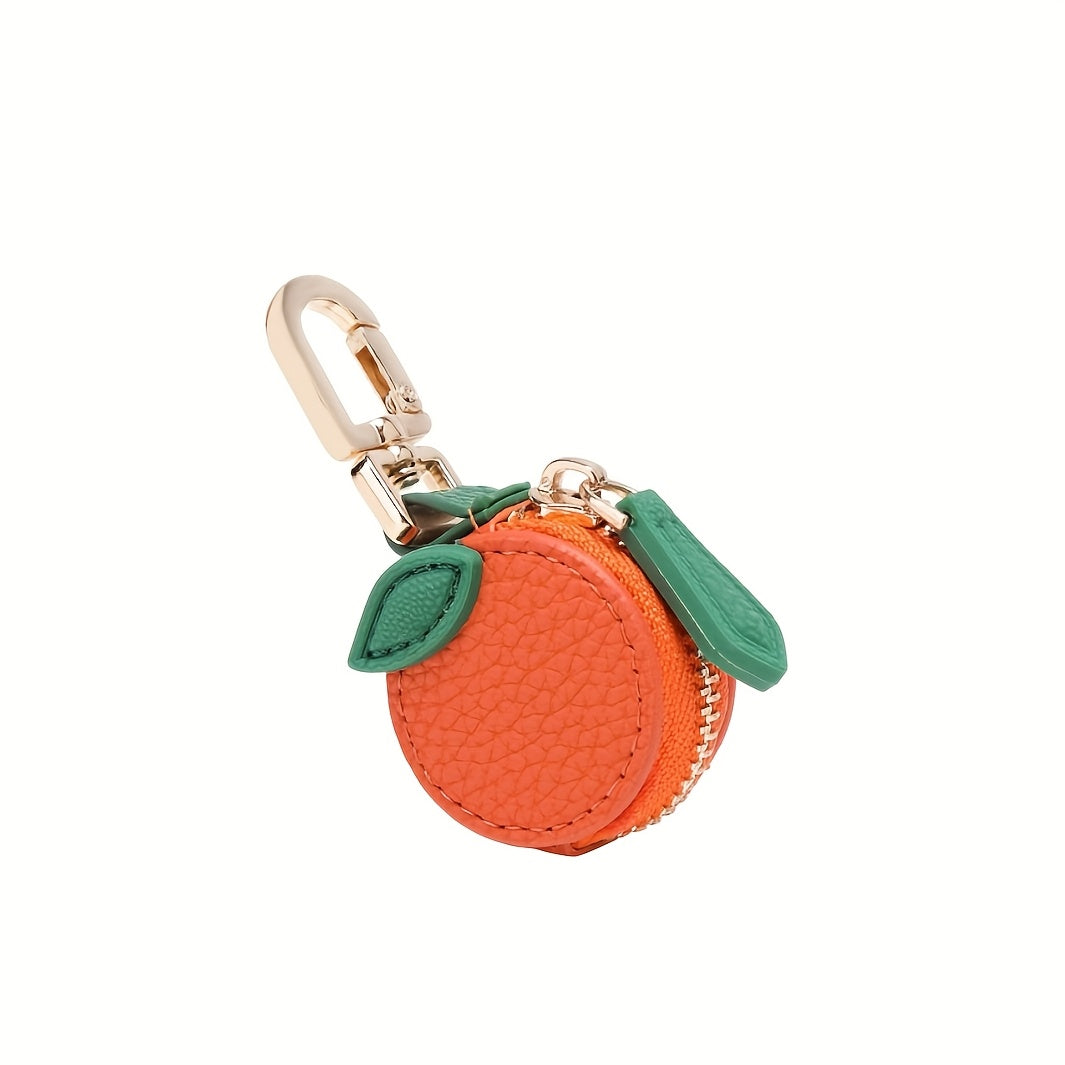Minimalist Fresh Fruit Keychain, Mini Coin Purse with Keyring, Ultra-Fine Fiber Blueberry & Orange Charm, High Quality Zipper Closure Golden Ring, Cute Fruit Design, Bluetooth Headphone Multi-Function Pouch, Women's Holiday Gift, Delicate Accessory