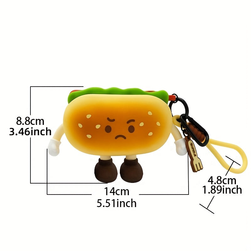 Cute 3D Cartoon Sandwich Hot Dog Silicone Purse Charm - Soft Lightweight Built-In Storage Bag Accessory for Bags & Pouches, Zipper Closure, Valentine'S Day Christmas Thanksgiving Gift, Cute Pouch