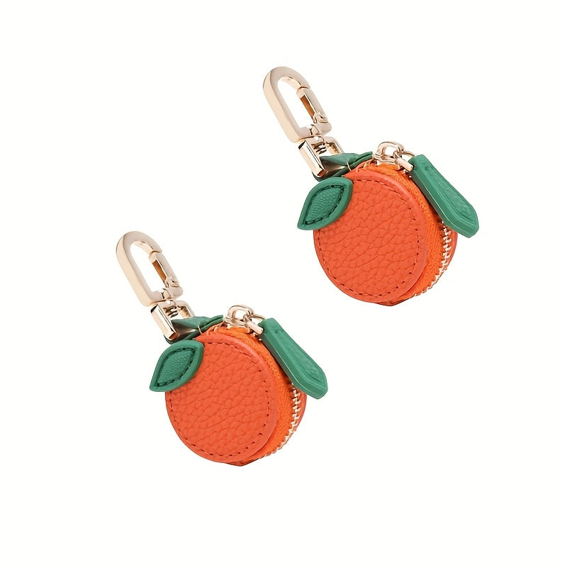 Minimalist Fresh Fruit Keychain, Mini Coin Purse with Keyring, Ultra-Fine Fiber Blueberry & Orange Charm, High Quality Zipper Closure Golden Ring, Cute Fruit Design, Bluetooth Headphone Multi-Function Pouch, Women's Holiday Gift, Delicate Accessory
