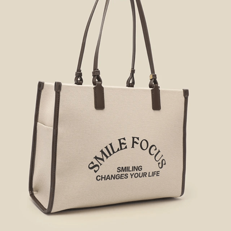 1 Apricot Handbag, Sweet Lady Style, Real Material, Hot Selling Item! Textured tote bag with eye-catching text elements