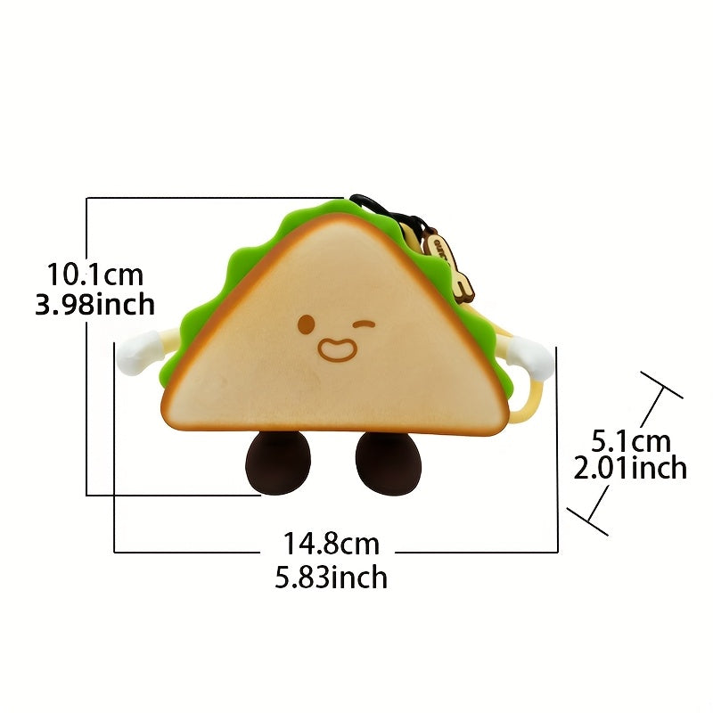 Cute 3D Cartoon Sandwich Hot Dog Silicone Purse Charm - Soft Lightweight Built-In Storage Bag Accessory for Bags & Pouches, Zipper Closure, Valentine'S Day Christmas Thanksgiving Gift, Cute Pouch
