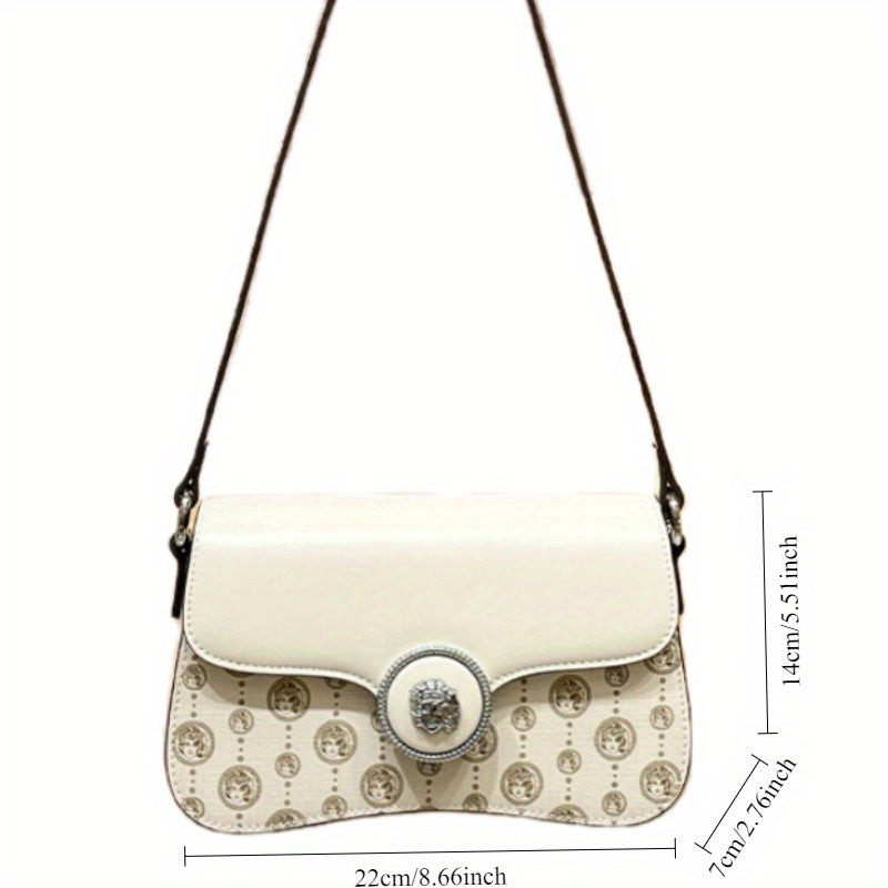 Elegant Women'S Shoulder Bag - Light Brown with Floral Embossed Design, Magnetic Closure & Detachable Strap, Versatile Crossbody or Handbag for Casual & Formal Occasions, Cute Purse
