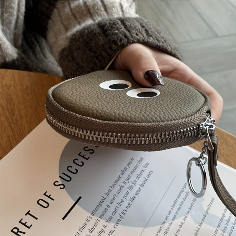 Mini Genuine Leather Coin Wallet, Cartoon Design Coin Key Bag, Bank Card Wallet Zipper Bag, Suitable for Valentine'S Day, Birthday Gift