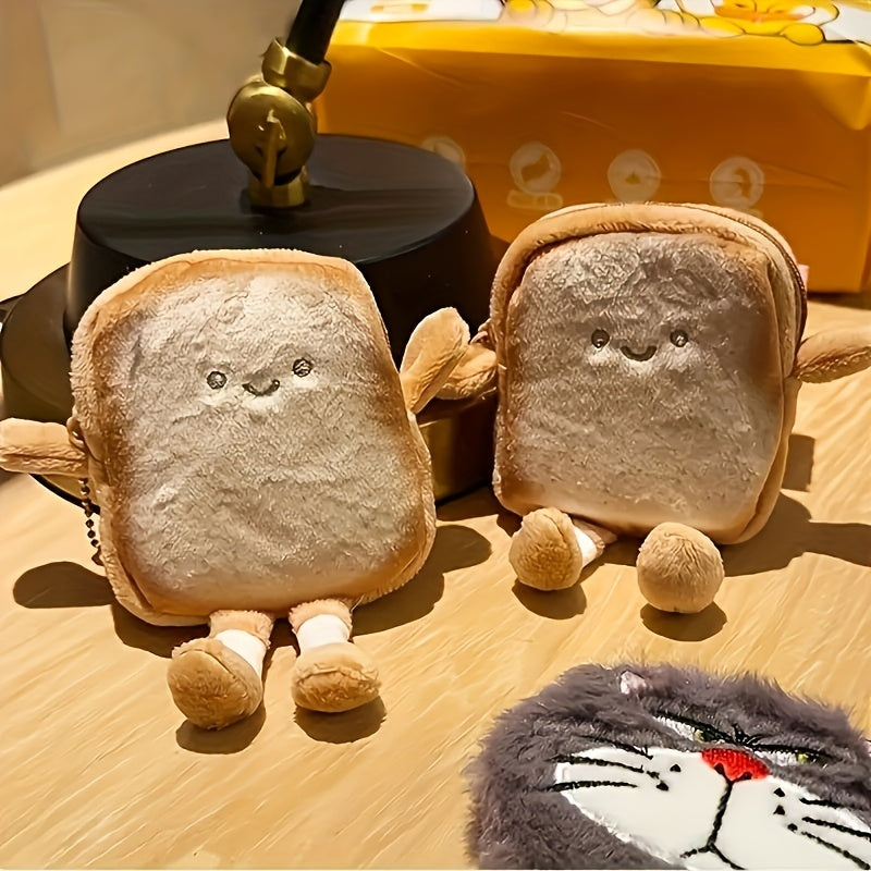 5pcs Cute Toast Purses 5pcs Soft Plush Cute Toast Coin Purses | Yellow Polyester Earbud Case & Wallet | Perfect for Parties, Birthdays, and Holiday Gifts
