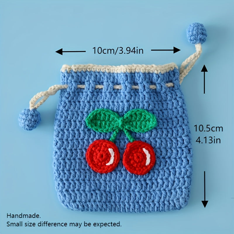 Handmade Crochet Pouch Handmade Crochet Flower Mini Drawstring Pouch | Charming Fleece Coin Purse for Lipstick, Earbuds & Accessories | Ideal Women's Gift