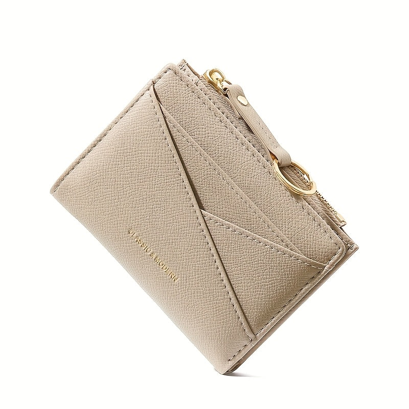 New style Women's simple and fashionable wallet short irregular design ultra-thin portable two-fold zipper coin purse