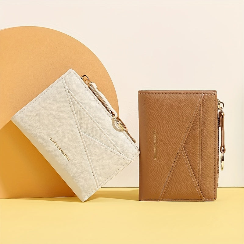 New style Women's simple and fashionable wallet short irregular design ultra-thin portable two-fold zipper coin purse