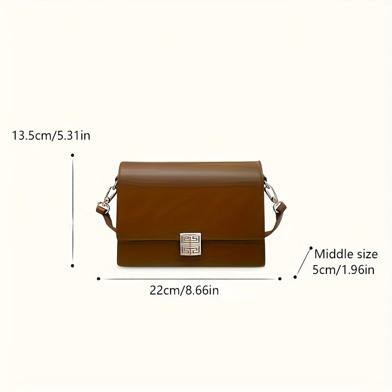 2025 New Women's Retro Box Shoulder Bag - Detachable Strap, Magnetic Closure,, Geometric Pattern, Light Brown\u002FWhite\u002FBlack, Versatile Crossbody Purse for Everyday & Special Occasions