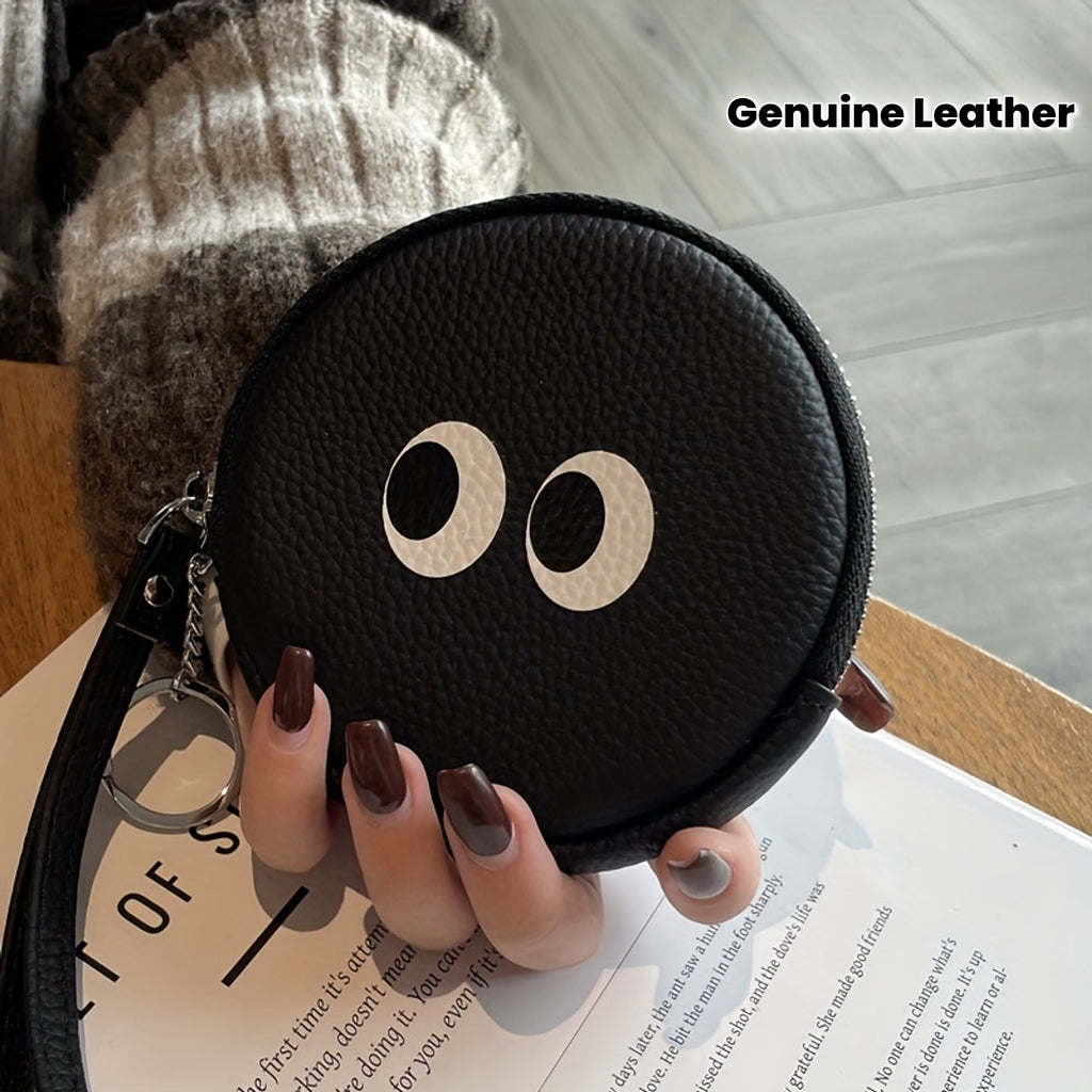 Mini Genuine Leather Coin Wallet, Cartoon Design Coin Key Bag, Bank Card Wallet Zipper Bag, Suitable for Valentine'S Day, Birthday Gift