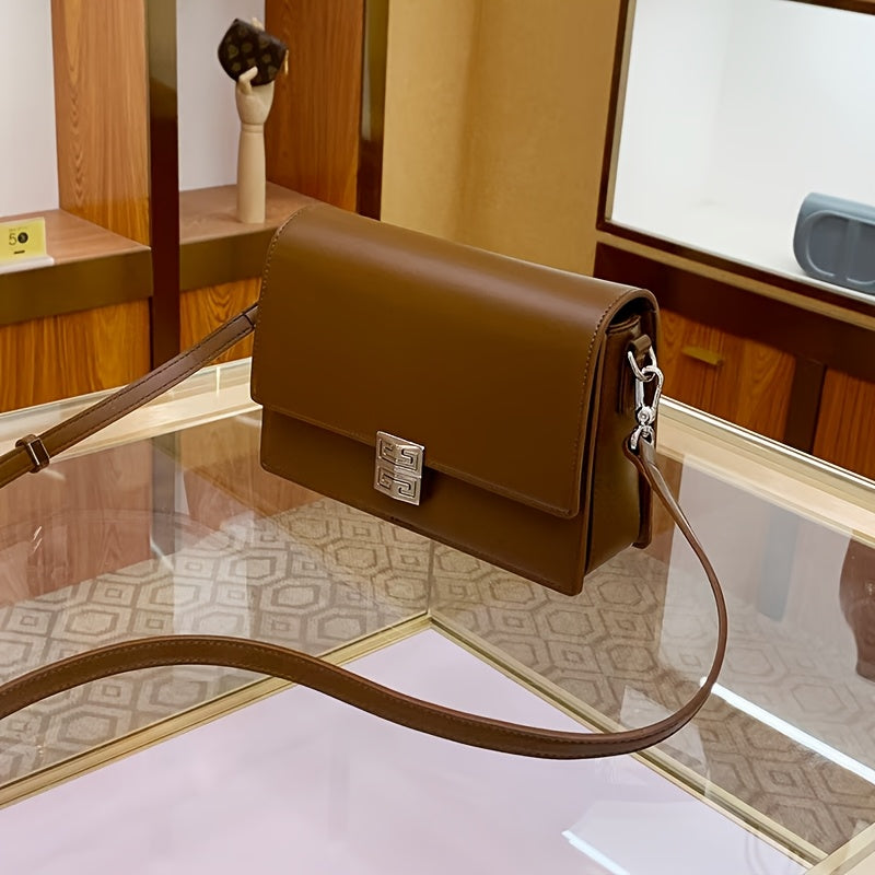 2025 New Women's Retro Box Shoulder Bag - Detachable Strap, Magnetic Closure,, Geometric Pattern, Light Brown\u002FWhite\u002FBlack, Versatile Crossbody Purse for Everyday & Special Occasions