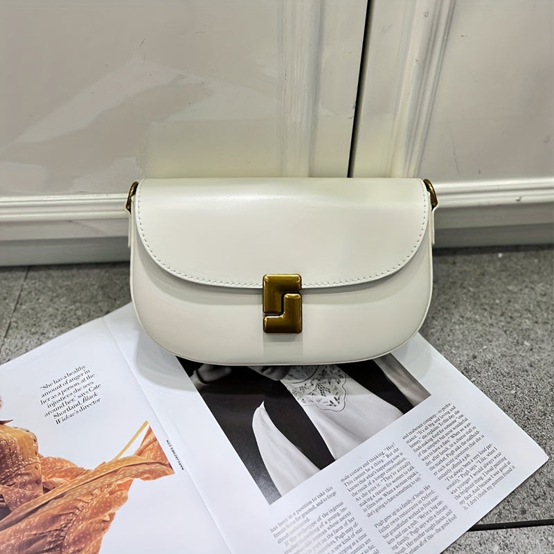 Vintage Style Crossbody Bag with Detachable Strap, Magnetic Closure, Fabric Lined, Edge Painted - Ideal for Shopping and Everyday Use, Small Handbag