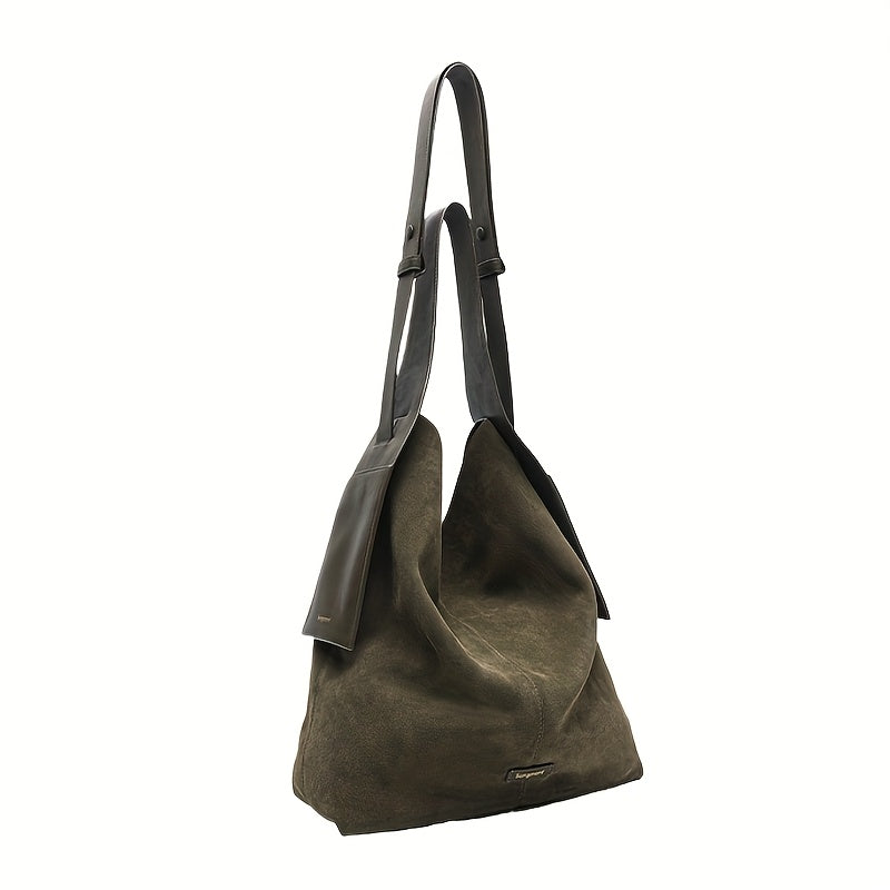 Large Suede Tote Bag with Magnetic Closure – Stylish Shoulder & Crossbody Bag in Mixed Colors