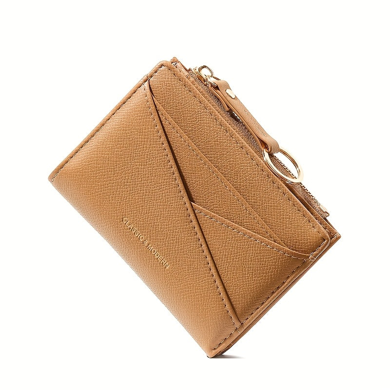 New style Women's simple and fashionable wallet short irregular design ultra-thin portable two-fold zipper coin purse