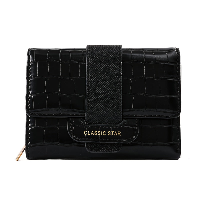 Chic Wallet Vintage Style Brown Crocodile Pattern Wallet for Women | Large Capacity, Multifunctional with Card Slots, Snap Closure, and Coin Purse