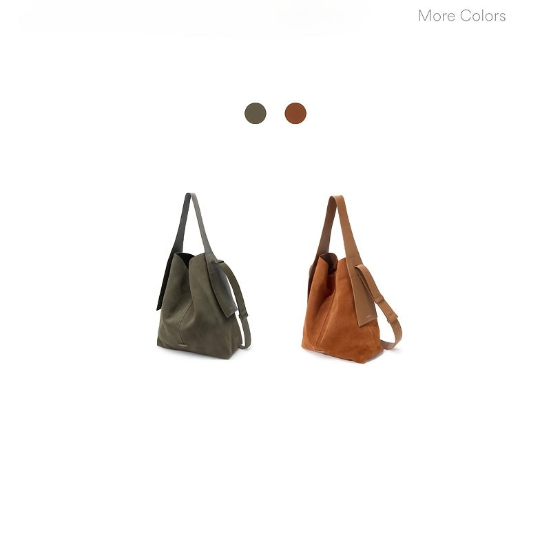 Large Suede Tote Bag with Magnetic Closure – Stylish Shoulder & Crossbody Bag in Mixed Colors