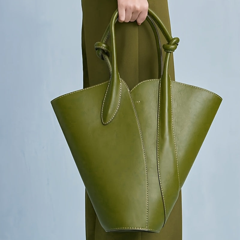 Elegant Green Synthetic Tote Bag for Women - Chic Shoulder & Handbag with Golden-Tone Hardware