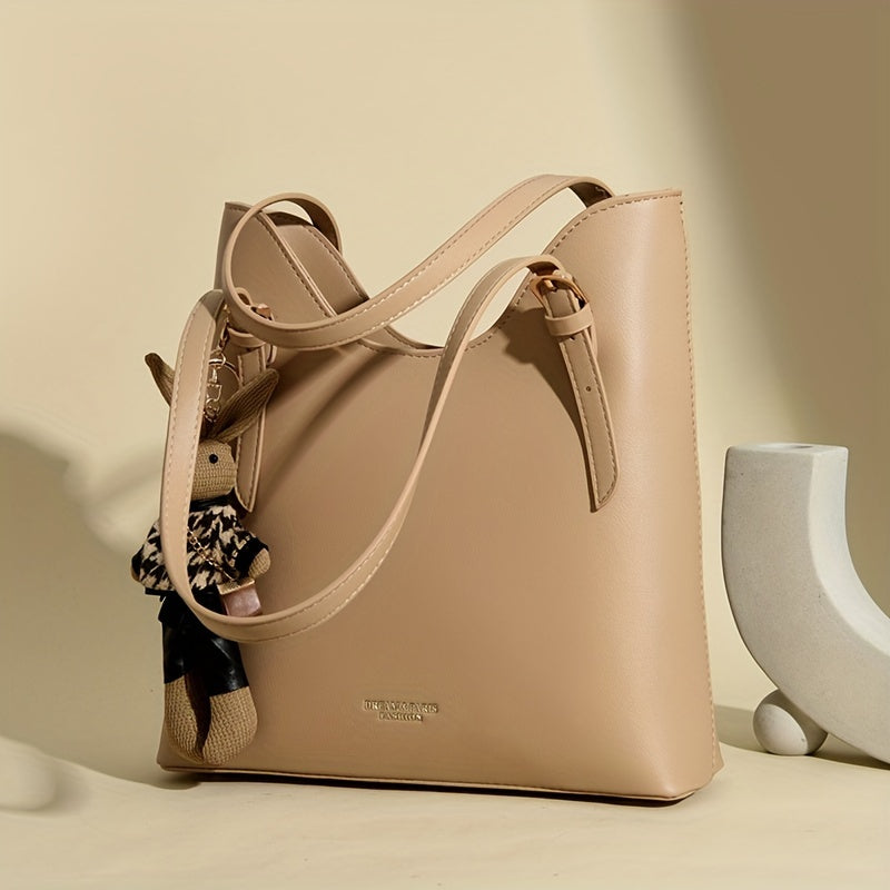 Large Capacity Women's Tote Bag - Lightweight Shoulder Handbag with Zipper Closure, Black, Perfect for Autumn and Winter Casual Outfits