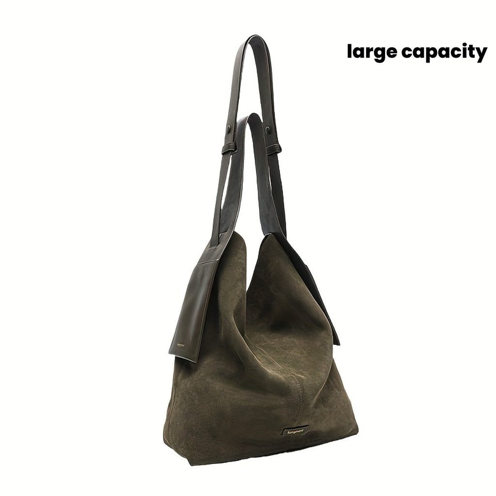 Large Suede Tote Bag with Magnetic Closure – Stylish Shoulder & Crossbody Bag in Mixed Colors