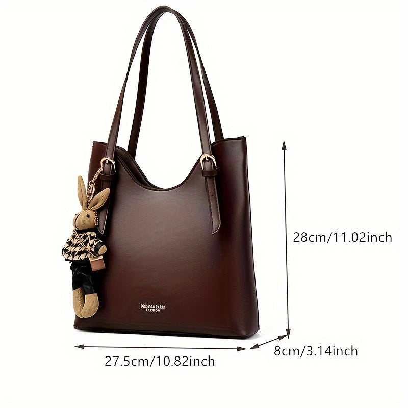 Large Capacity Women's Tote Bag - Lightweight Shoulder Handbag with Zipper Closure, Black, Perfect for Autumn and Winter Casual Outfits