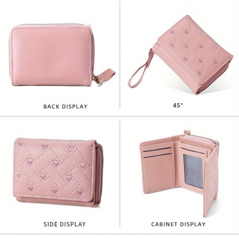 1\u002F2\u002F3pcs Embroidered Heart Coin Purse- Women'S Compact Wallet for Cash\u002FCards - Minimalist Pocket Organizer - Stylish Small Purse for Daily Essentials